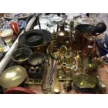 Large collection of brass and copper ware