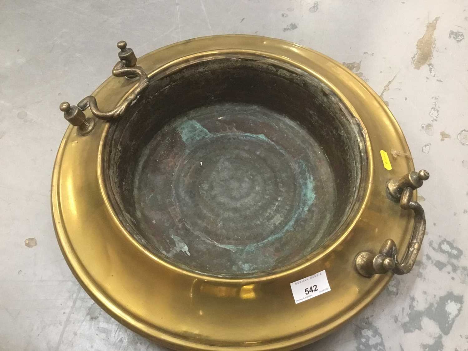 Old eastern brass brazier and other metalware - Image 2 of 2