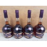 Four bottles of Courvoisier V.S Cognac, 70cl