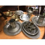 Collection of pewter and metalwares