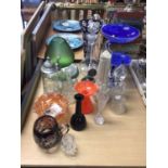 Selection of coloured cut glassware and other glassware