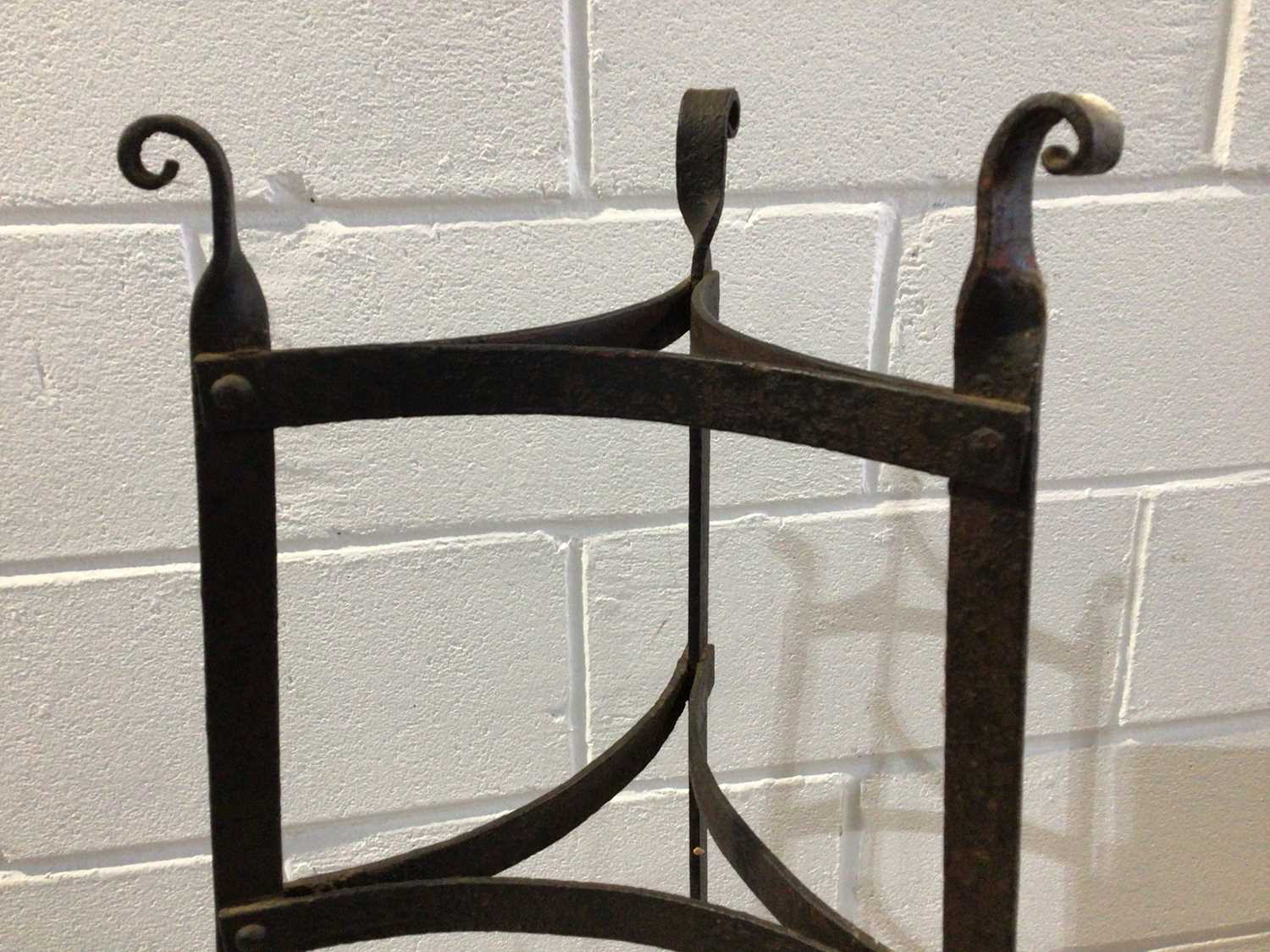 Wrought iron eight tier pot stand of triangular form - Image 3 of 4