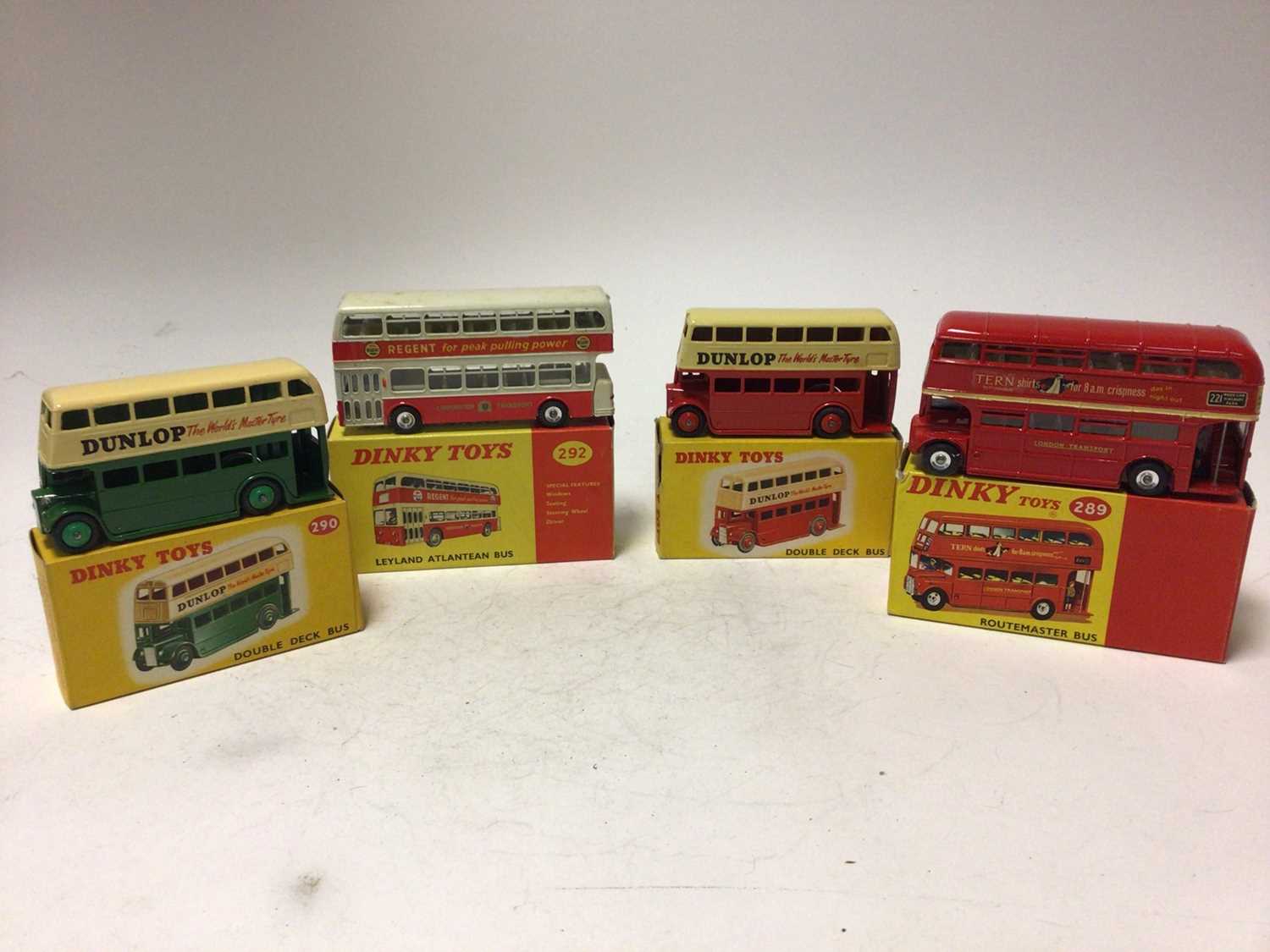 Dinky Double Deck Bus (Both Red & Green issues) Routemaster Bus No 289, Leyland Atlantean Bus No 292