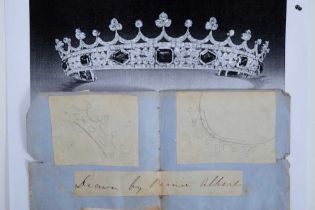 H.R.H. Prince Albert - two important pencil sketch designs for the diamond and sapphire coronet made