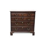 Good George III mahogany dressing chest with faux brushing slide, four long graduated drawers with o