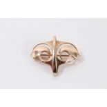 Jugendstil/Art Nouveau early 20th 9ct rose gold brooch for a watch or pendant, with scroll design, m