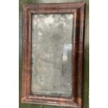 William and Mary style cushion framed wall mirror, early rectangular mirrored plate, 57 x 34cm