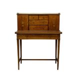 Good quality Edwardian mahogany and marquetry inlaid bonheur du jour