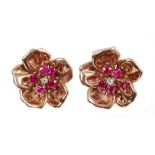 Pair of Cartier ruby and diamond dress clips