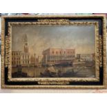 Studio of Miguel Canals (20th century) oil on canvas - Venetian Canal Scene after Canaletto