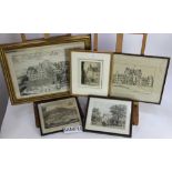 Group of 18th and 19th century engravings to include views of Glamis and Shugborough Hall, Classical