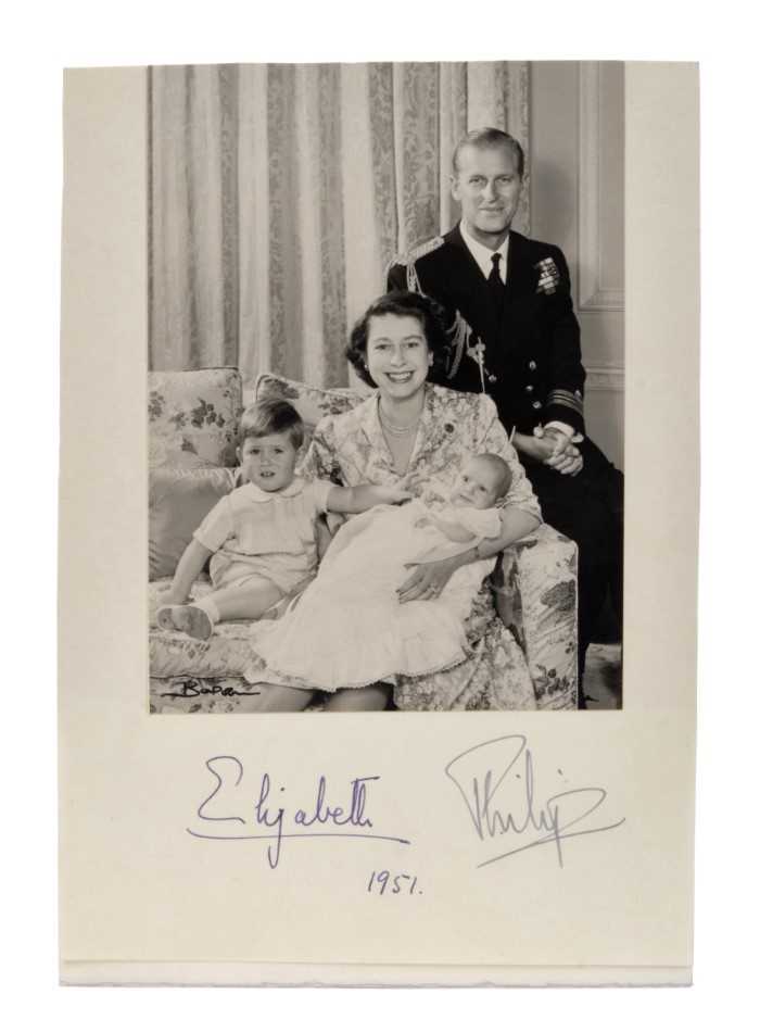 T.R.H.The Princess Elizabeth and The Duke of Edinburgh, charming signed portrait photograph of the y