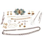 Miscellaneous group of jewellery and costume jewellery to include a 9ct gold bracelet