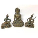 Chinese bronze buddha, together with two Thai gilt buddhas (3)