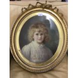 E.Taylor pastel portrait of John Herbert Bowes-Lyon 1895, aged 4 years, in original glazed oval gilt