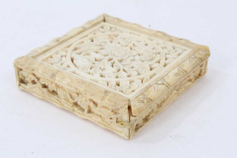 Mid 19th century Chinese carved ivory Tangram puzzle, complete with seven pieces in its original car - Image 5 of 6