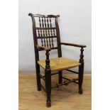 Early 19th century Lancashire / Cheshire spindle back chair, and a similar side chair