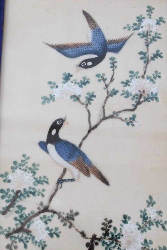 Set of six early 20th century Chinese pith paintings of exotic birds in glazed period Rowley frames - Image 6 of 8