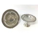 American silver dish and a silver pedestal comport
