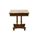 Good 19th century Continental single drawer side table, with oyster veneered top and frieze drawer o