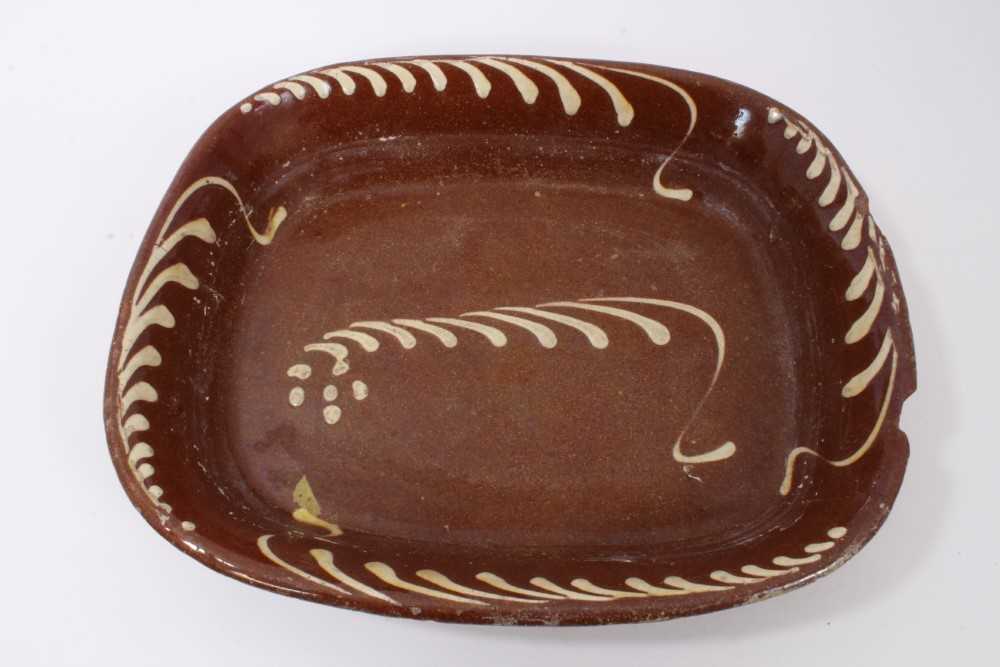 19th century Staffordshire slipware baking dish of rectangular form