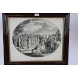 Henry Bunbury (1750-1811) after Edmund Scott, stipple engraving, The Parade, 36 x 44cm, glazed frame