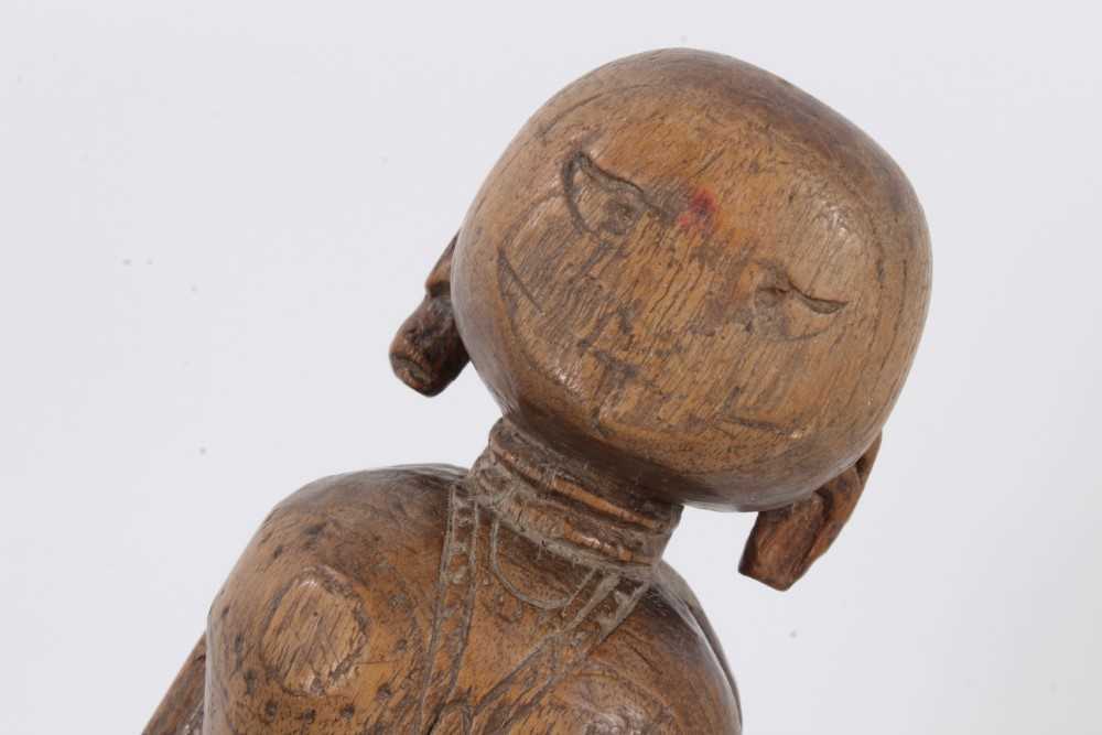 Antique eastern carved wood figure - Image 4 of 6