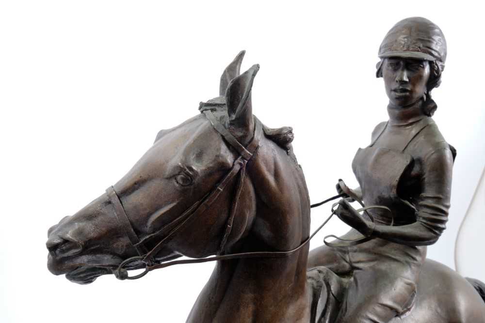 Bernard Winskill (d. 1980) very large bronze figure of Princess Anne, riding her horse Doublet, sign - Image 5 of 6