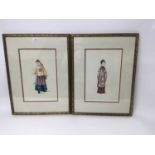 Pair of antique Chinese School gouache portraits