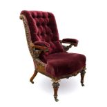 Rare and finely carved 19th century gentleman's armchair possibly Irish