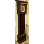 Early 18th century 30 hour longcase clock by Thomas Hall, Ramsey with square silvered and brass dial