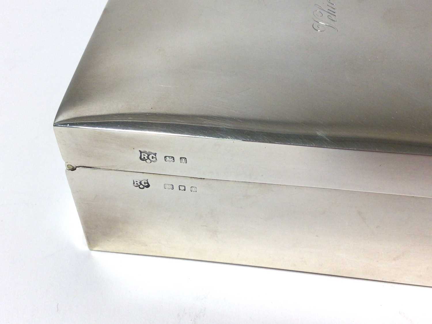 1920s silver box of rectangular form with engraved Regimental inscription, and one other - Image 3 of 8