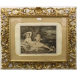 Good 19th century gilt Florentine picture frame containing an 18th century classical mezzotint, fram