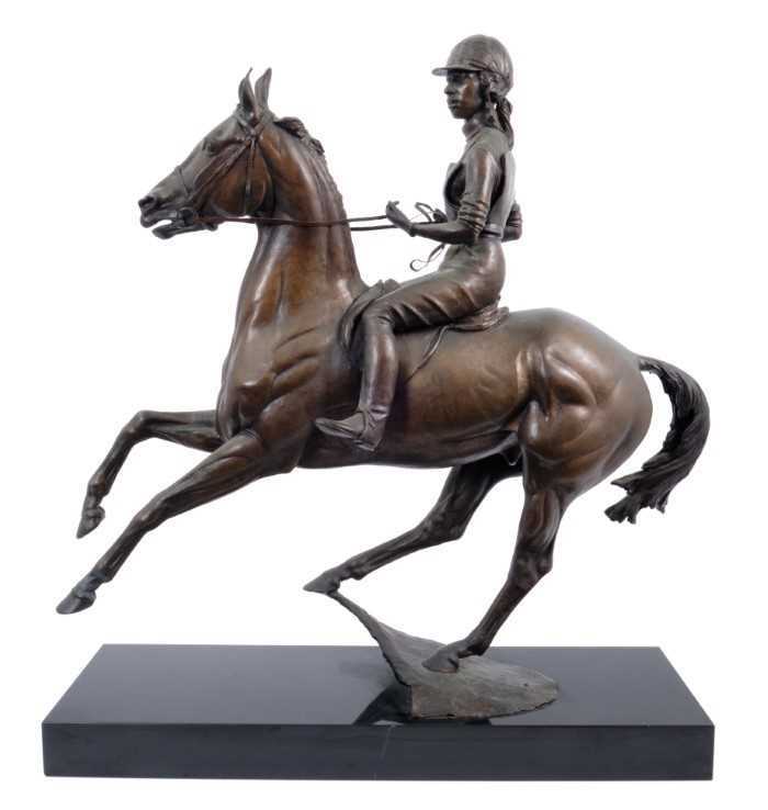 Bernard Winskill (d. 1980) very large bronze figure of Princess Anne, riding her horse Doublet, sign