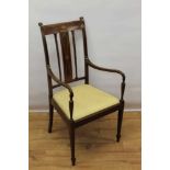 Edwardian inlaid mahogany elbow chair