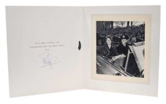 H.R.H. The Duke of Edinburgh - signed 1951 Christmas card with photograph of the Royal couple on tou
