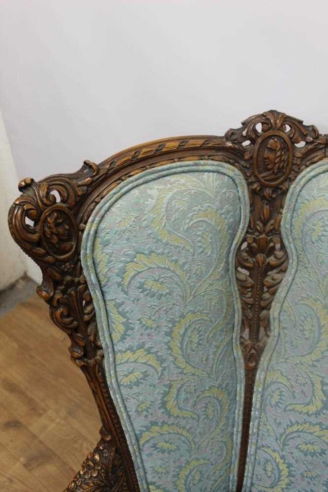 Late 19th century Continental carved wooden framed armchair - Image 5 of 7