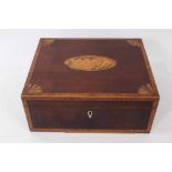 George III mahogany and patera inlaid writing slope