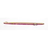 Art Deco French synthetic ruby bar brooch