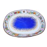 Impressive 19th century blue overlaid glass dish