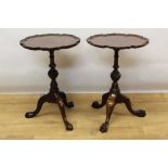 Near pair of Georgian revival pie-crust rim wine tables