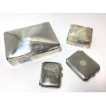 Two silver cigarette boxes and two cigarette cases