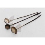 Three silver toddy ladles