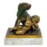 19th century ormulu figure of a dog and child on marble base