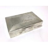 1930s silver cigarette box of rectangular form, with hinged cover and engine turned decoration
