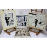Group of original vintage cartoons including Peter Wells - No enemy soldiers allowed!, Arthur Ferrie