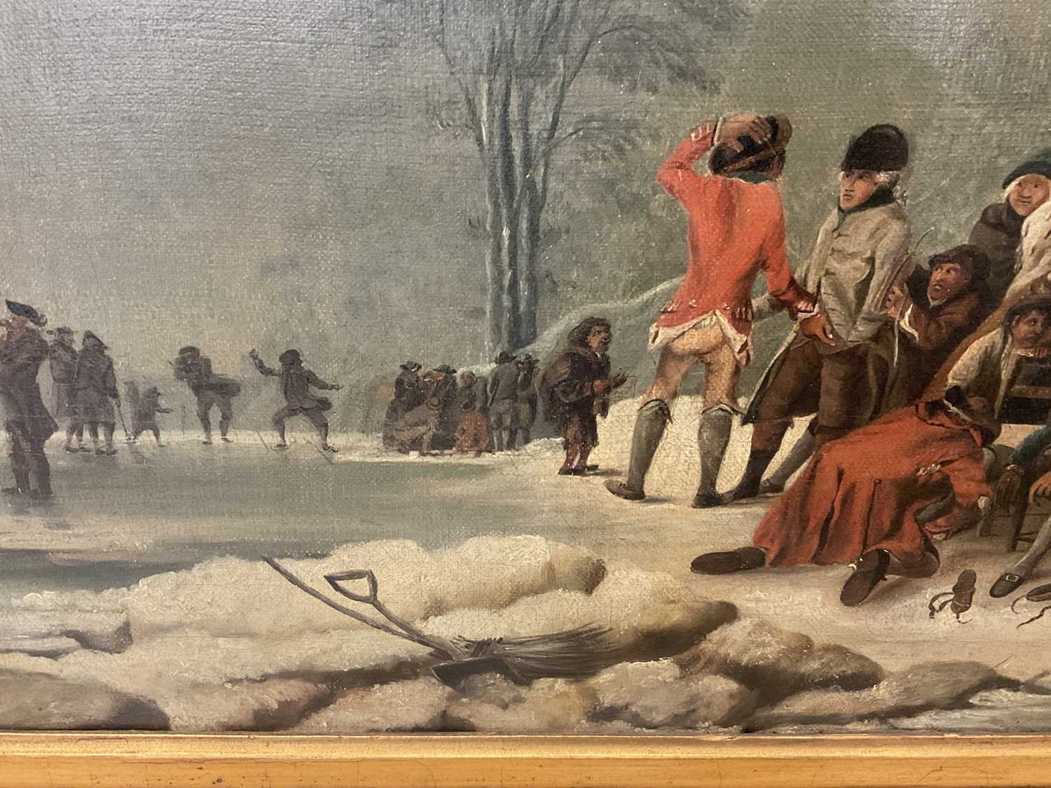 T. Weeks after Philip James de Loutherbourg (1740-1812) oil on canvas - Skating in Hyde Park, signed - Image 5 of 18