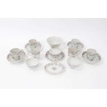 Chinese famille rose tea wares, Qianlong period, including six cups, three tea bowls, four saucers,