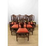 Set of ten George III style mahogany dining chairs, including a pair of carvers