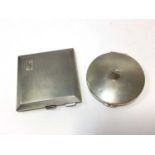 1960s KIGU silver powder compact of circular form with hinged cover and one other